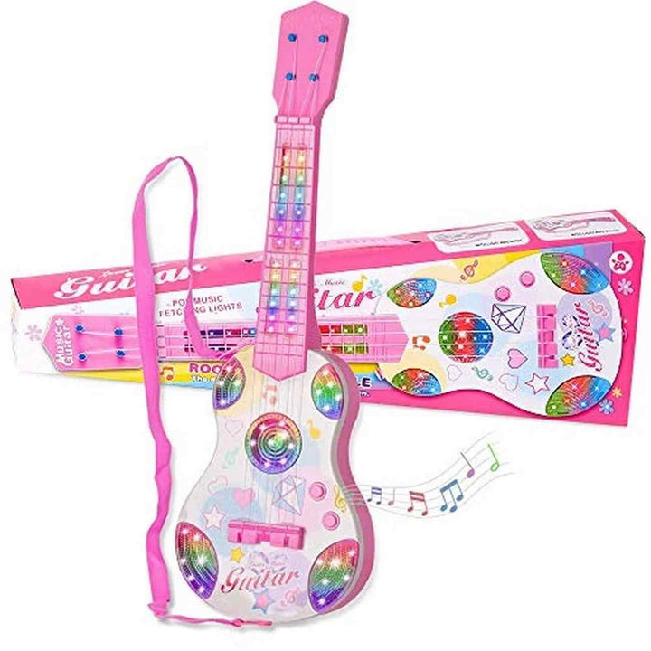 Guitarra Rosa Niña Juguete Luces + Sonid